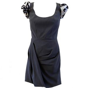 GEORGES LEVESQUE sheath dress with silk puff short sleeves